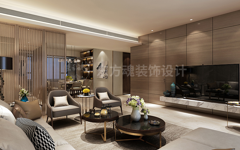 大美設計案例,新中式設計,新中式風格,輕奢新中式,新中式裝修風格,新中式別墅裝修效果圖,現代簡約風格, (客廳).jpg