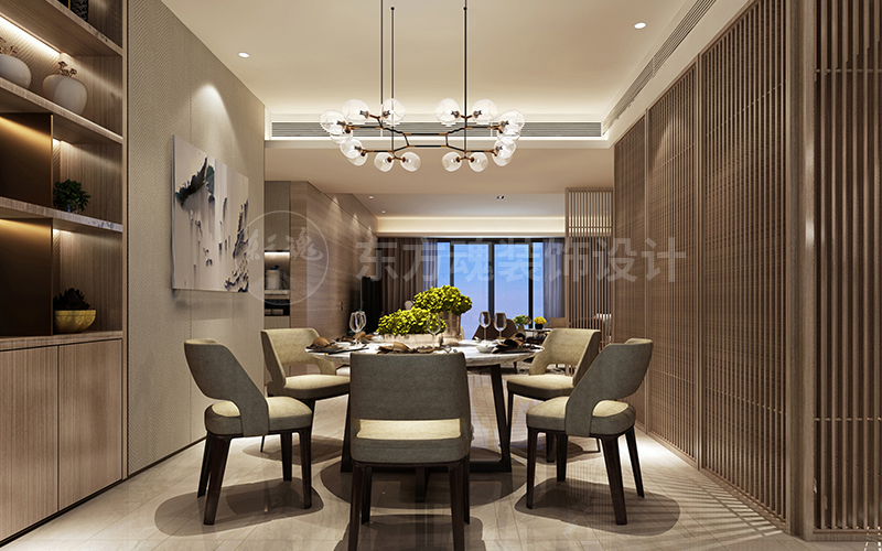 大美設計案例,新中式設計,新中式風格,輕奢新中式,新中式裝修風格,新中式別墅裝修效果圖,現代簡約風格, (餐廳).jpg