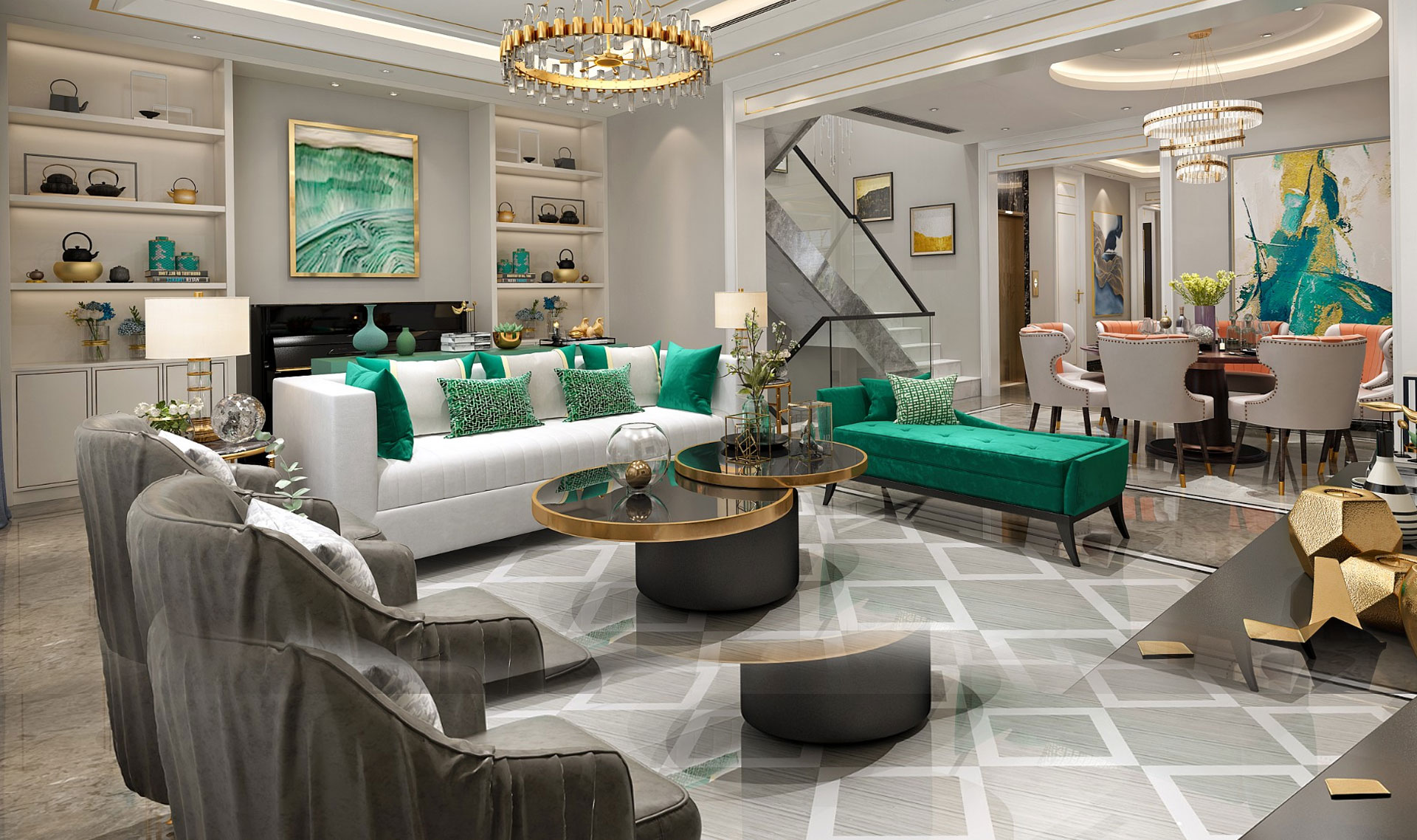 新中式別墅設(shè)計不同功能分區(qū)的搭配